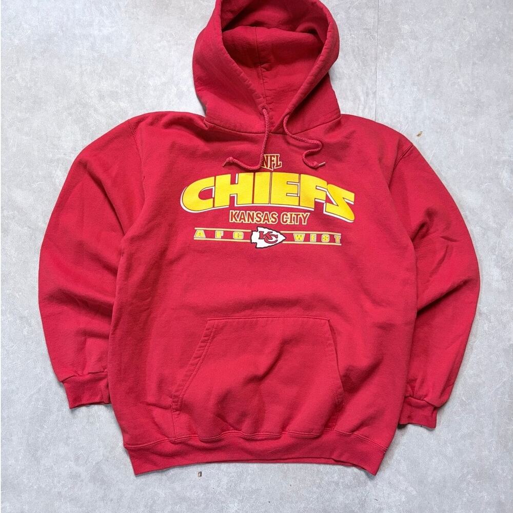 90s Vintage Kansas City Chiefs NFL Red Hoodie -M